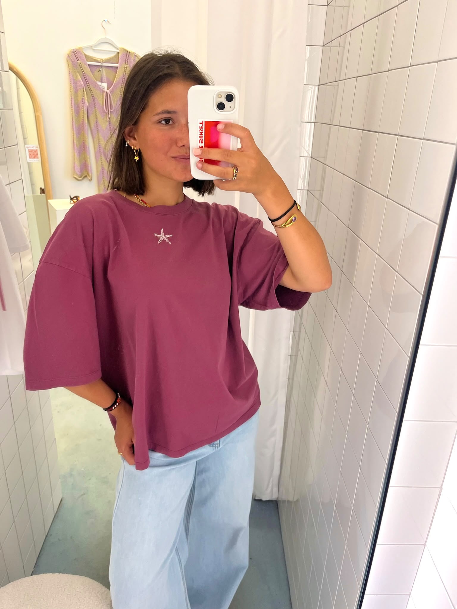 Ella and Rapha Starfish t-shirt viola cotone ricamata