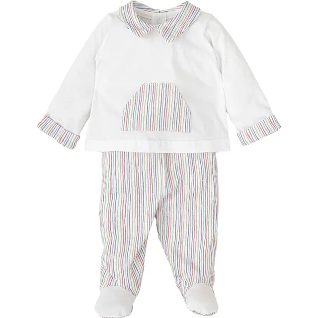Babidu Tutina Neonato Cotone Rig scored Maniche Lunghe