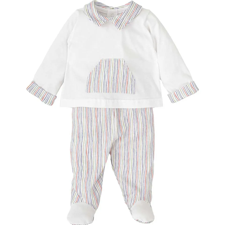 Babidu Tutina Neonato Cotone Rig scored Maniche Lunghe