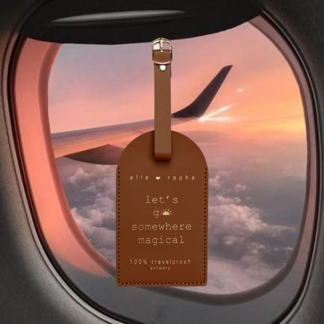 Ella and Rapha Travel Tag etichetta bagaglio cognac