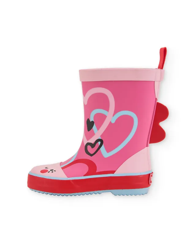 Tuc Tuc stivali pioggia bambina cuori rosa antiscivolo