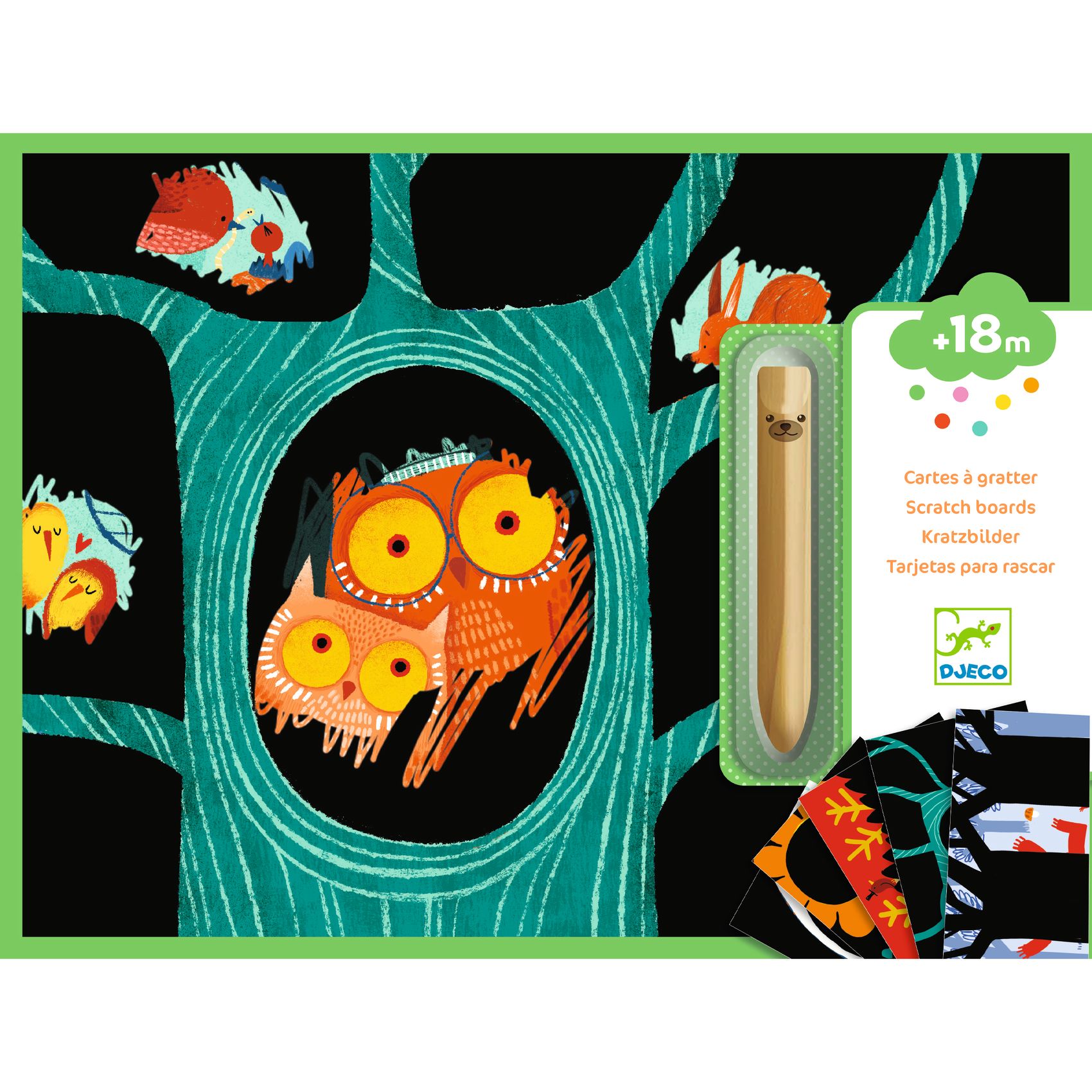 Djeco Animali set 5 carte da grattare prima età