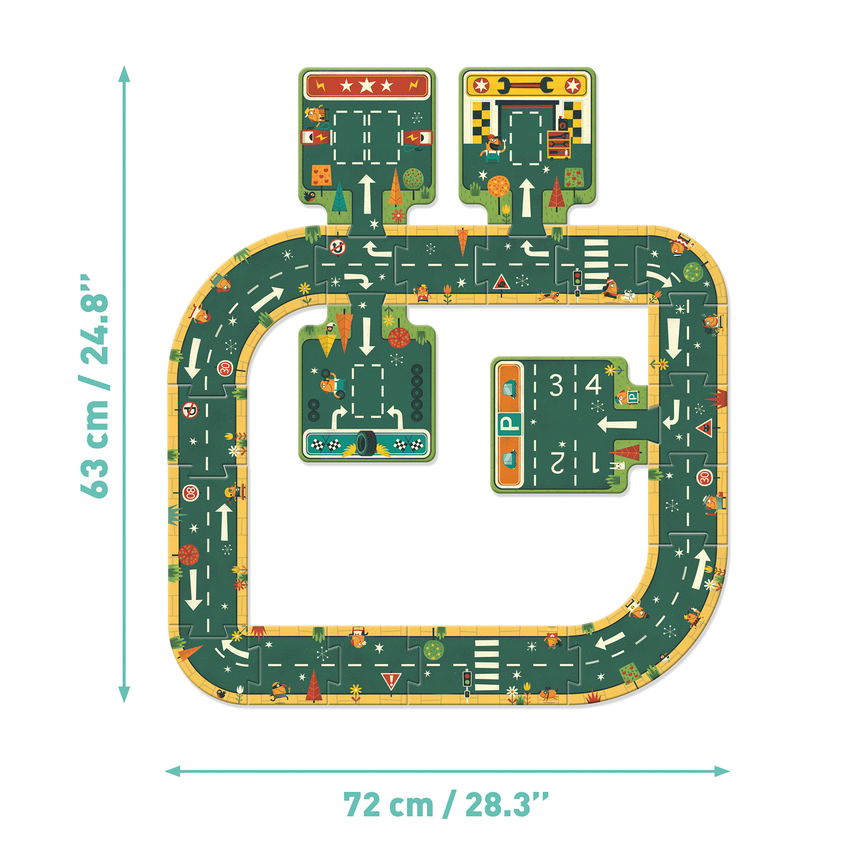 Djeco Pop to Play Roads puzzle pista 21 pezzi gigante