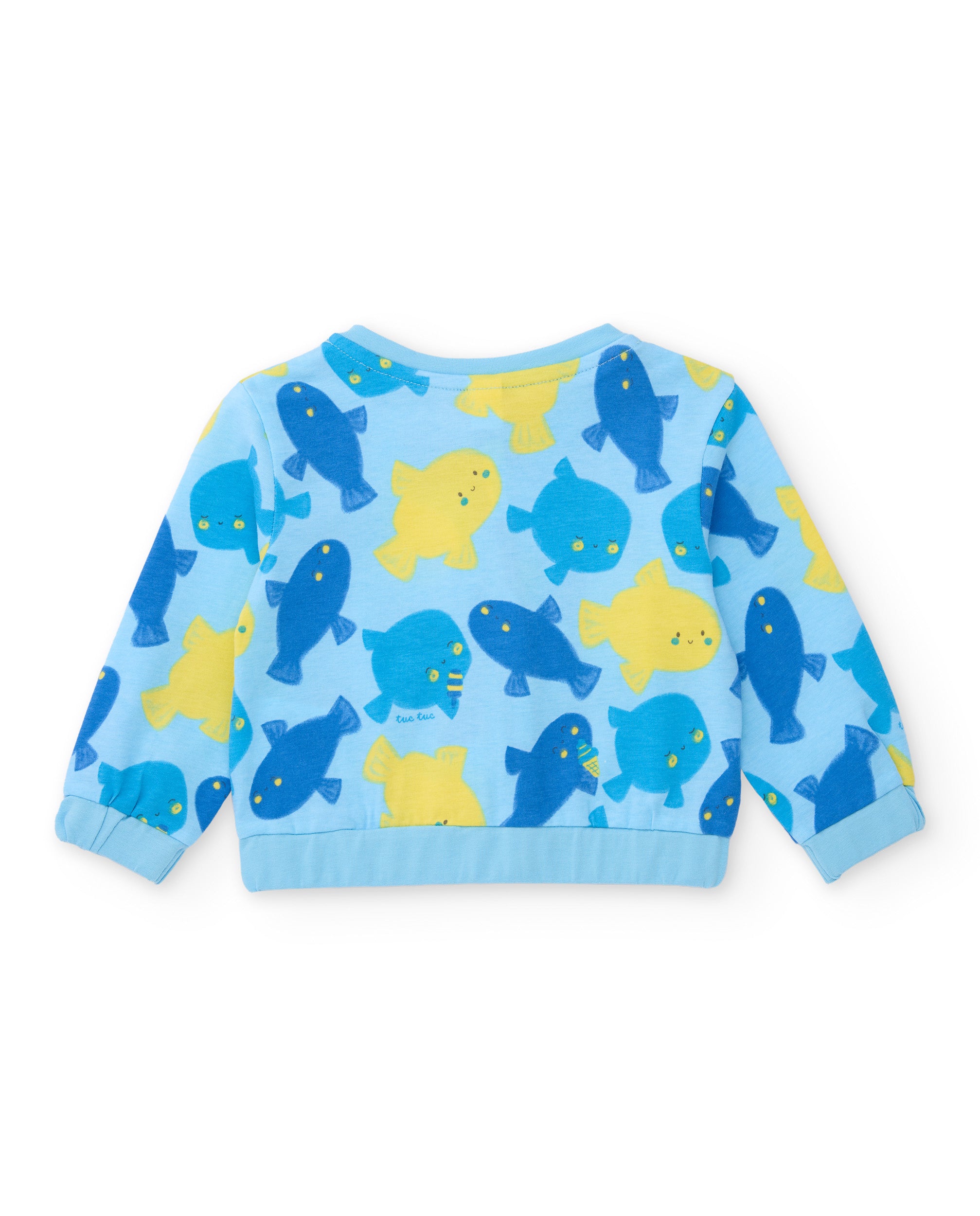 Tuc Tuc completo neonato bimbo 3 pezzi blu pesci