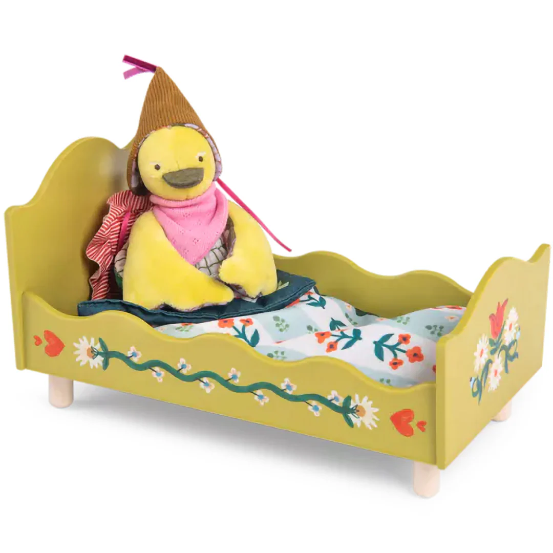 Moulin Roty Les Minouchkas lettino bambole giallo legno
