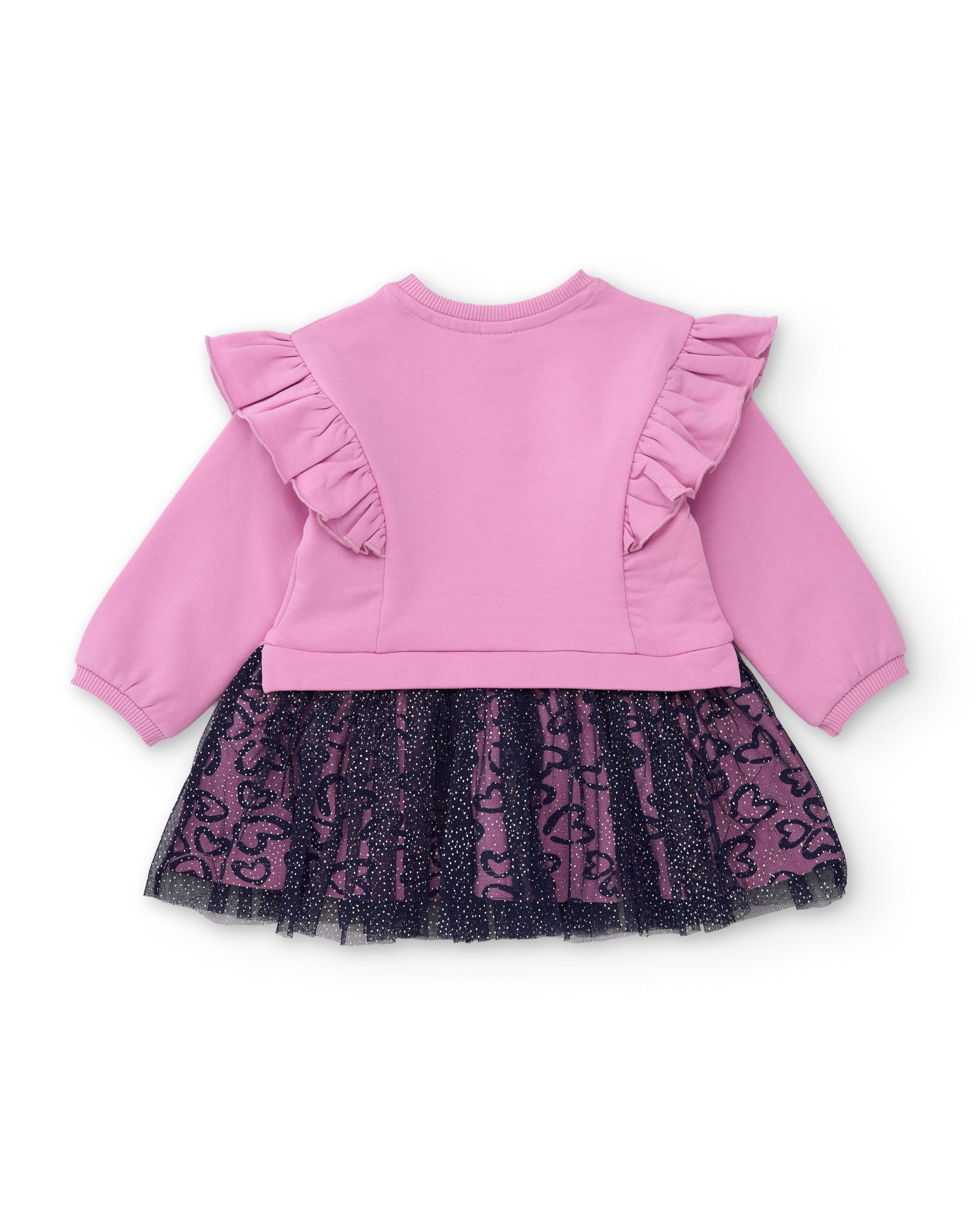 Tuc Tuc vestito bambina rosa felpa balze e tulle