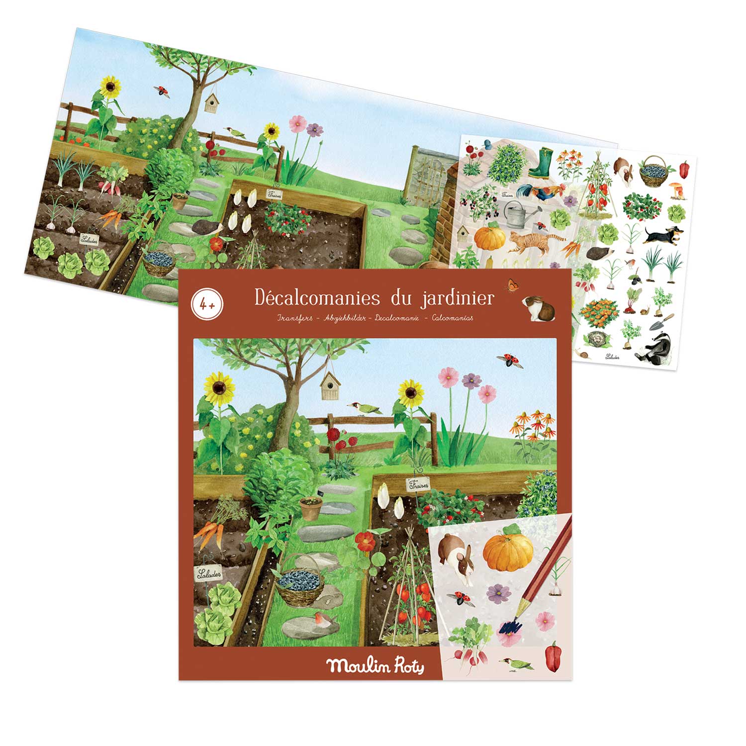 Moulin Roty Le Jardin giardiniere decalcomanie 4 anni