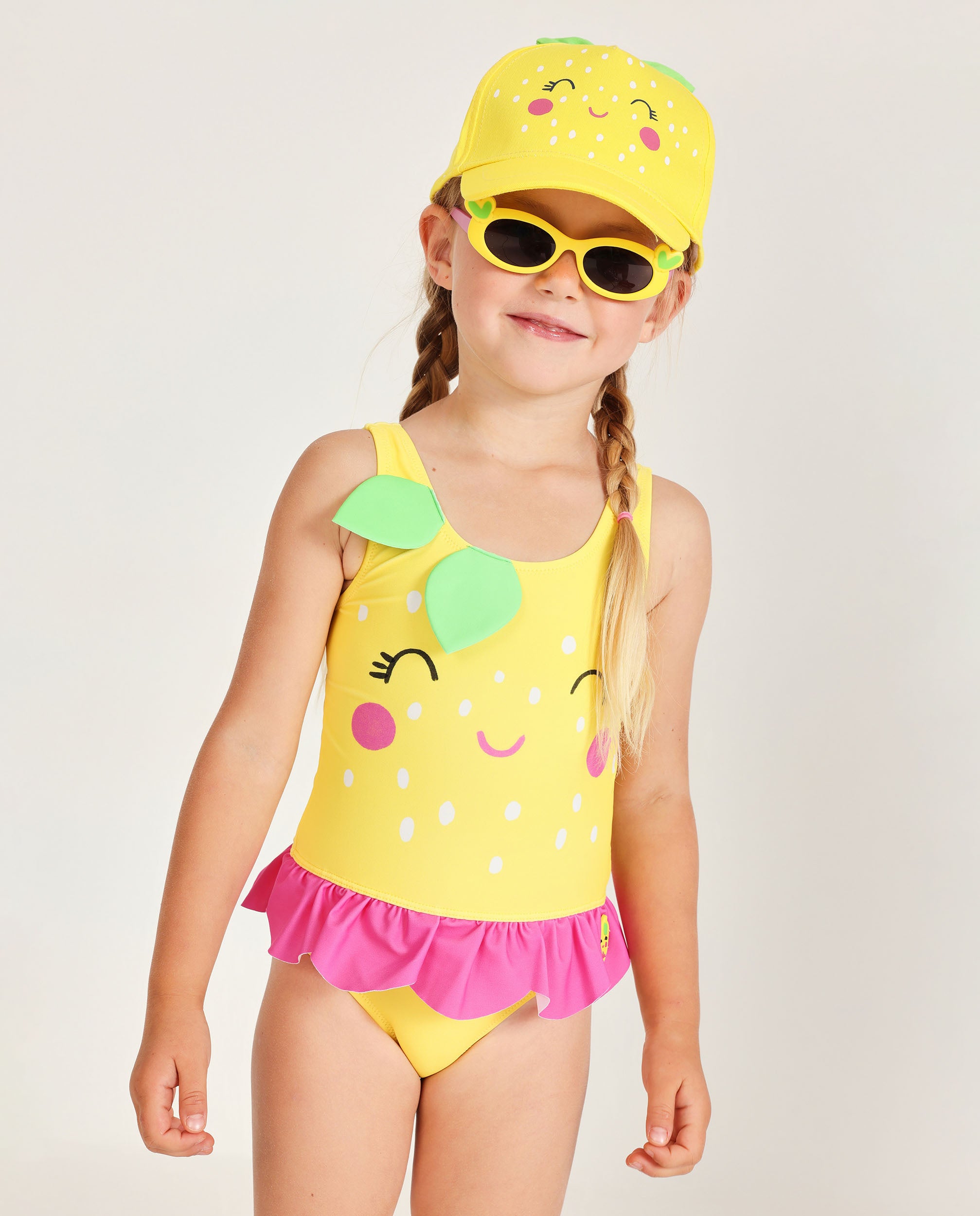 Tuc Tuc Costume Intero Bambina Giallo Foglie Applique