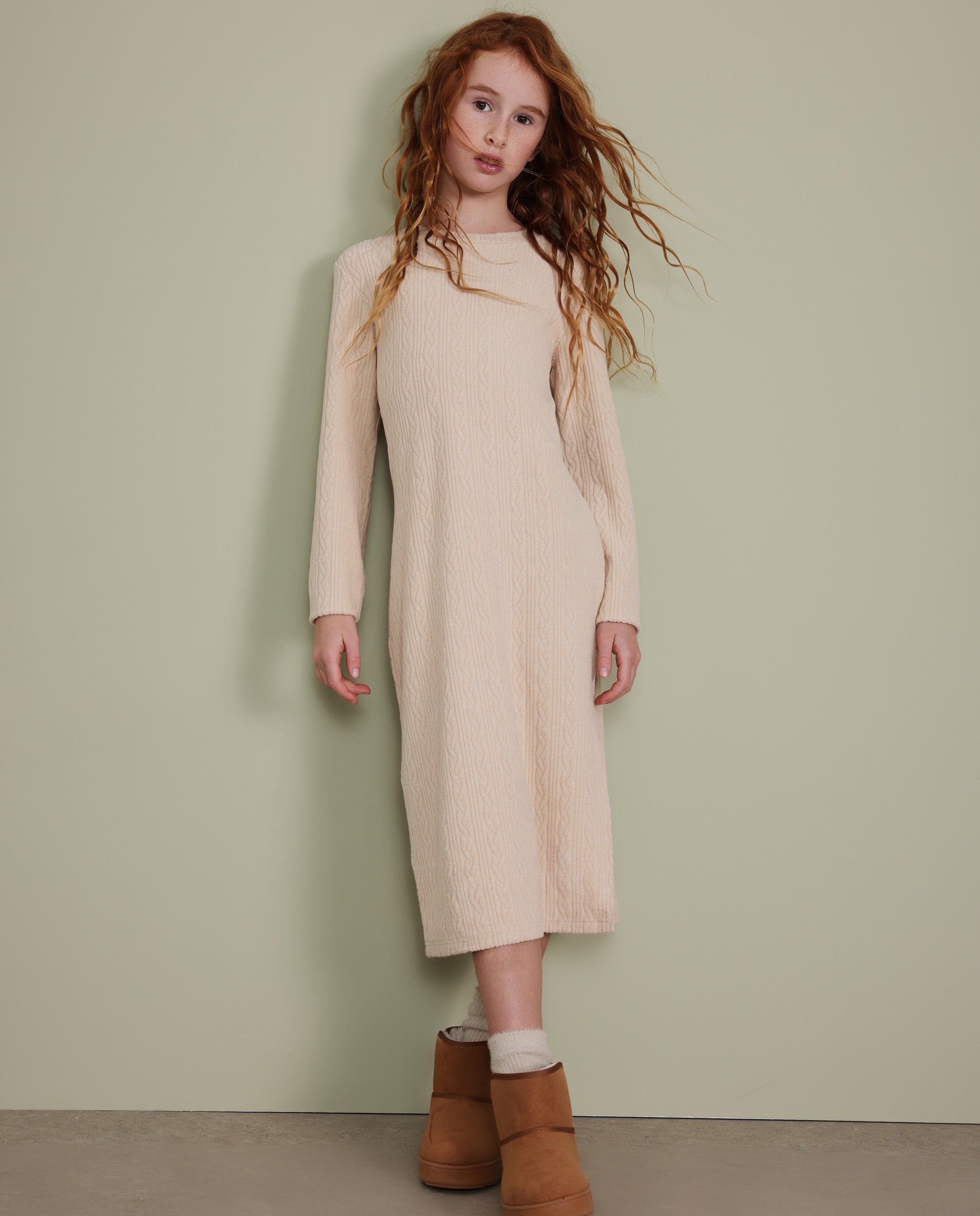 Tuc tuc Lake House vestito bambina maglina beige manica lunga