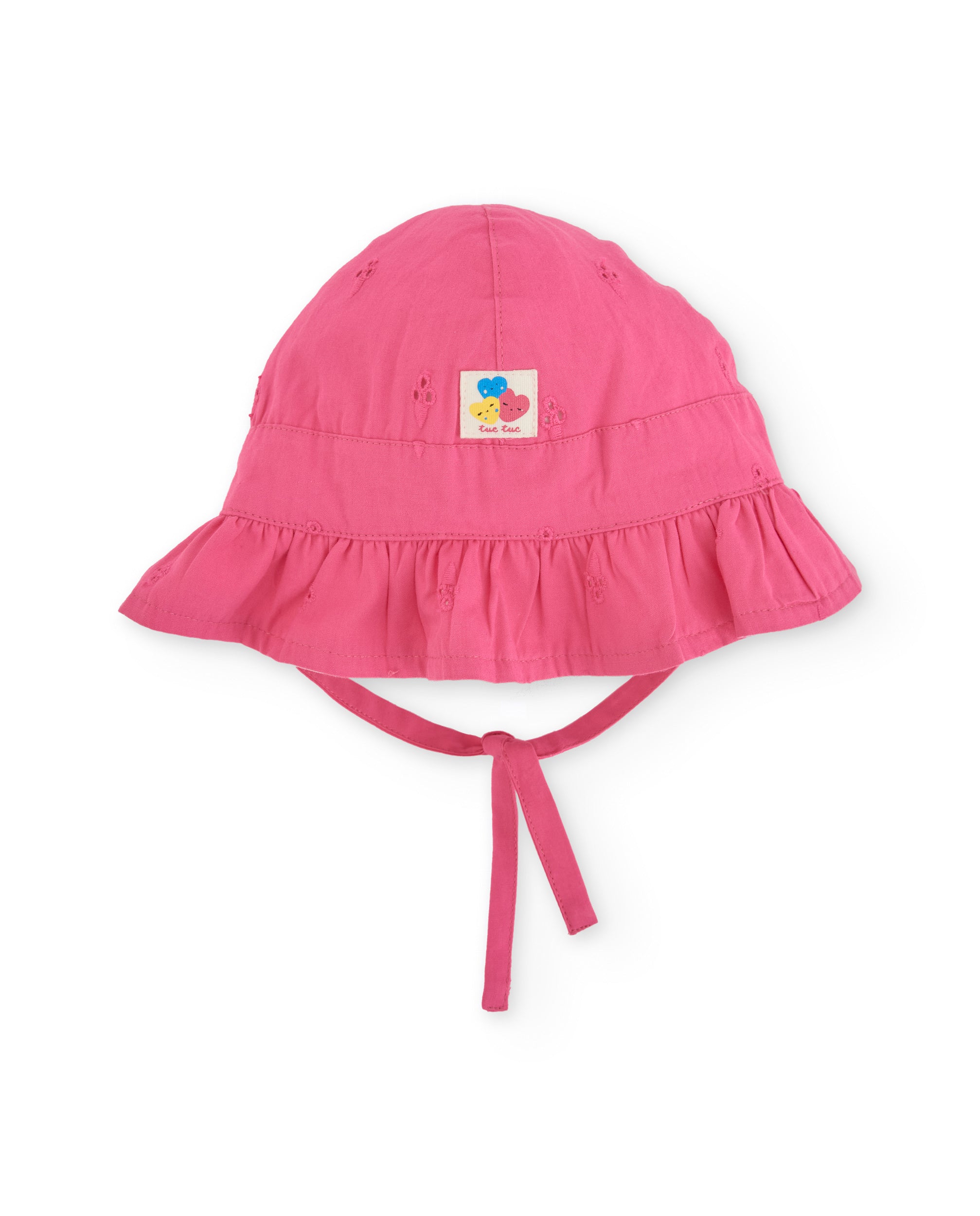 Tuc Tuc cappello sole neonata rosa lacci ricamo faccina