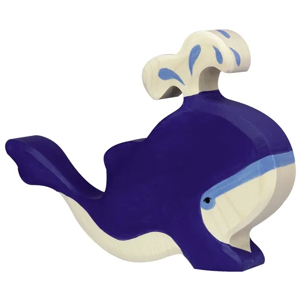 Holztiger Balenottera Azzurra Figura Legno dipinta a mano