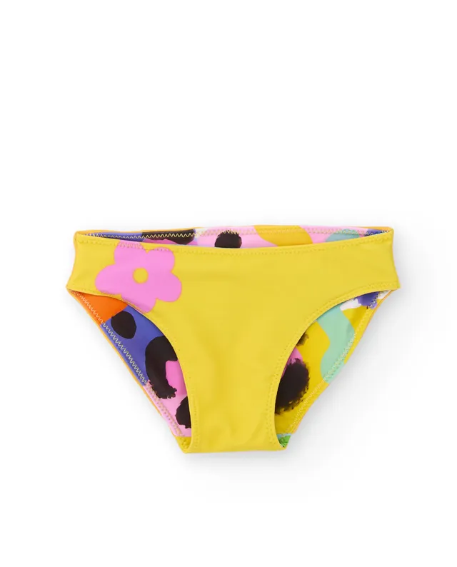 Tuc Tuc slip costume bambina reversibile giallo floreale