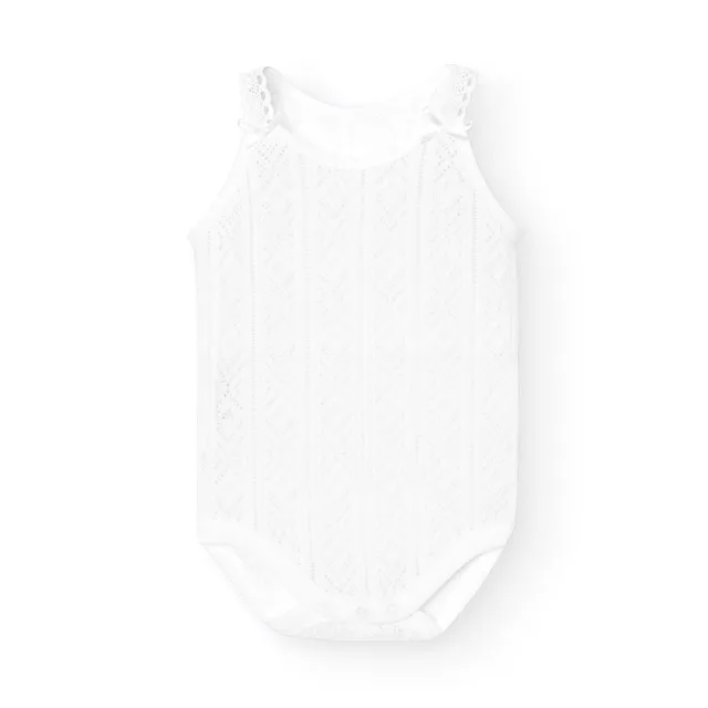 Babidu Perlé Body Spalline Sottili Cotone Bianco 18 Mesi