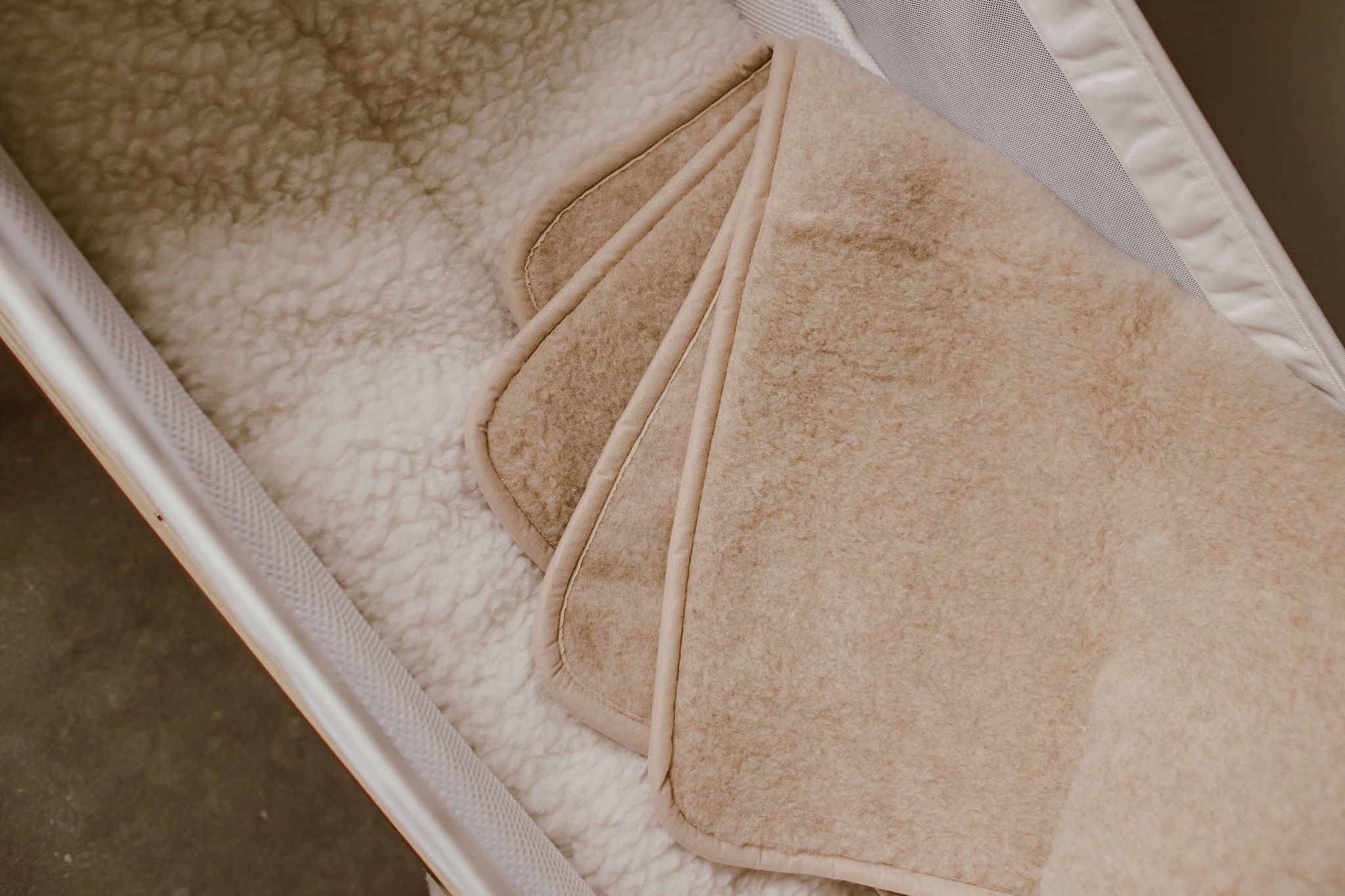 Kico Label Tumbled Coperta Neonato Lana Merino Beige