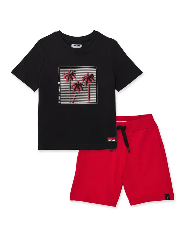 Tuc Tuc completo bambino maglia bermuda palme nero