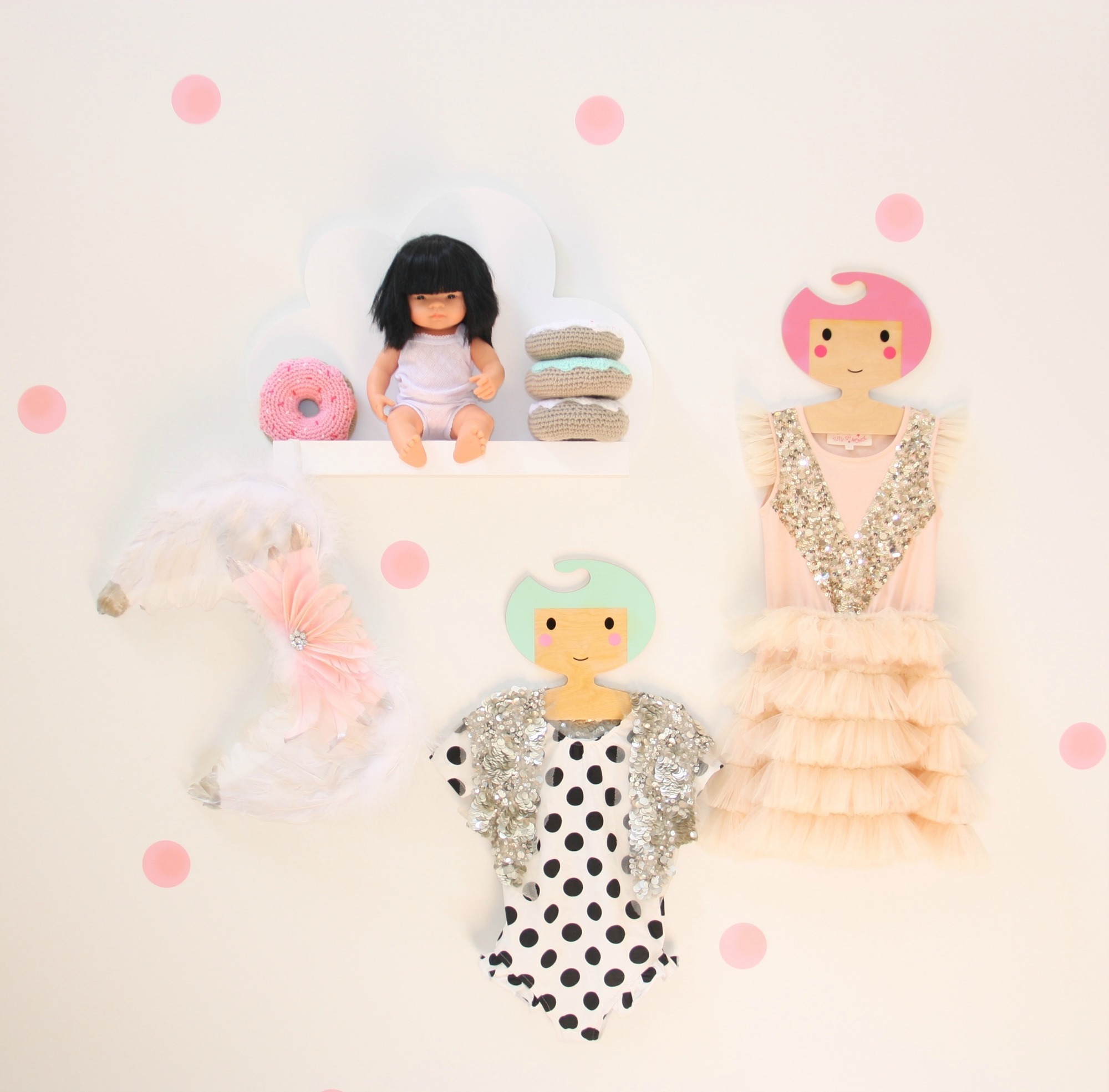 Red Hand Gang bambina gruccia legno rosa 25 cm