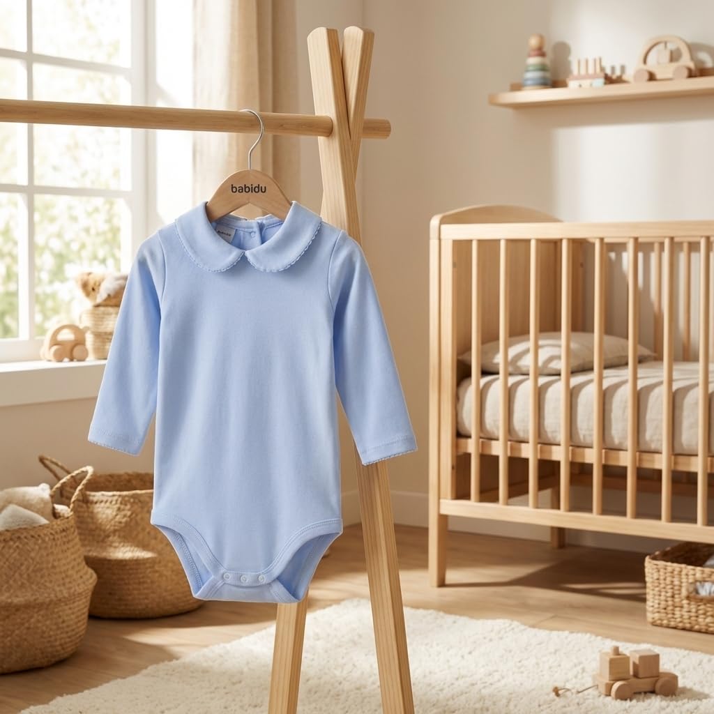 Babidu 1190 body manica lunga cotone azzurro cielo