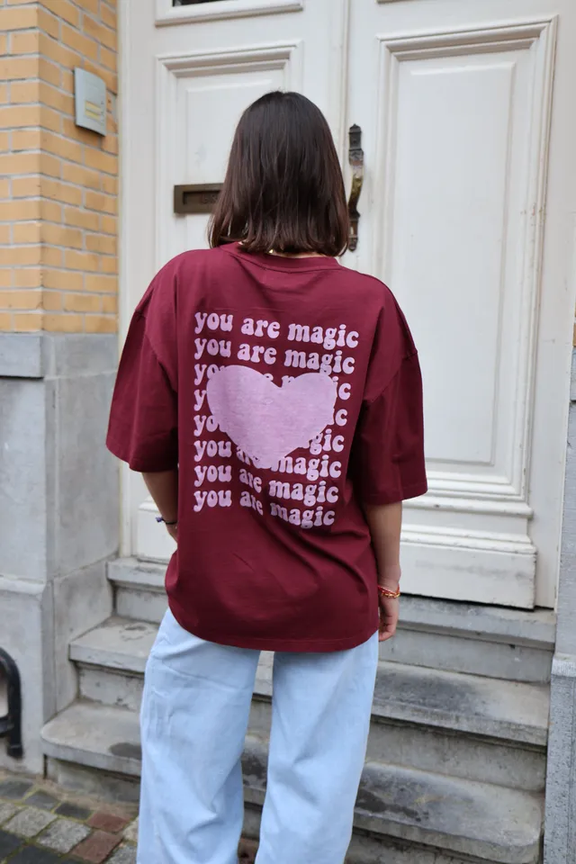 Ella and Rapha You Are Magic t-shirt bordeaux donna