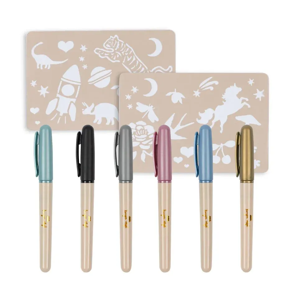 Konges Slojd set 6 penne tattoo bimbi con stencil