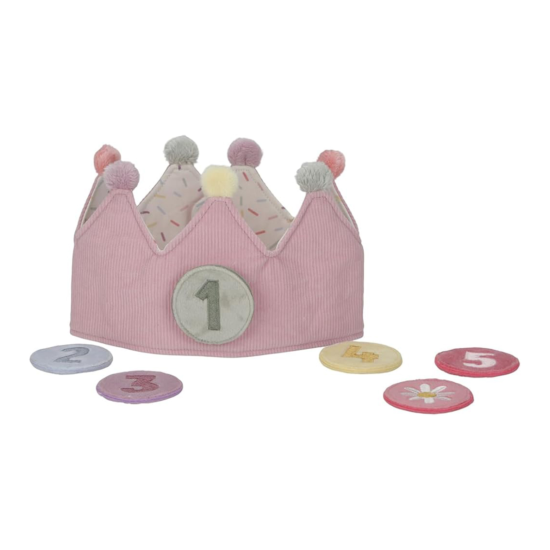 Little Dutch corona compleanno rosa in tessuto con numeri