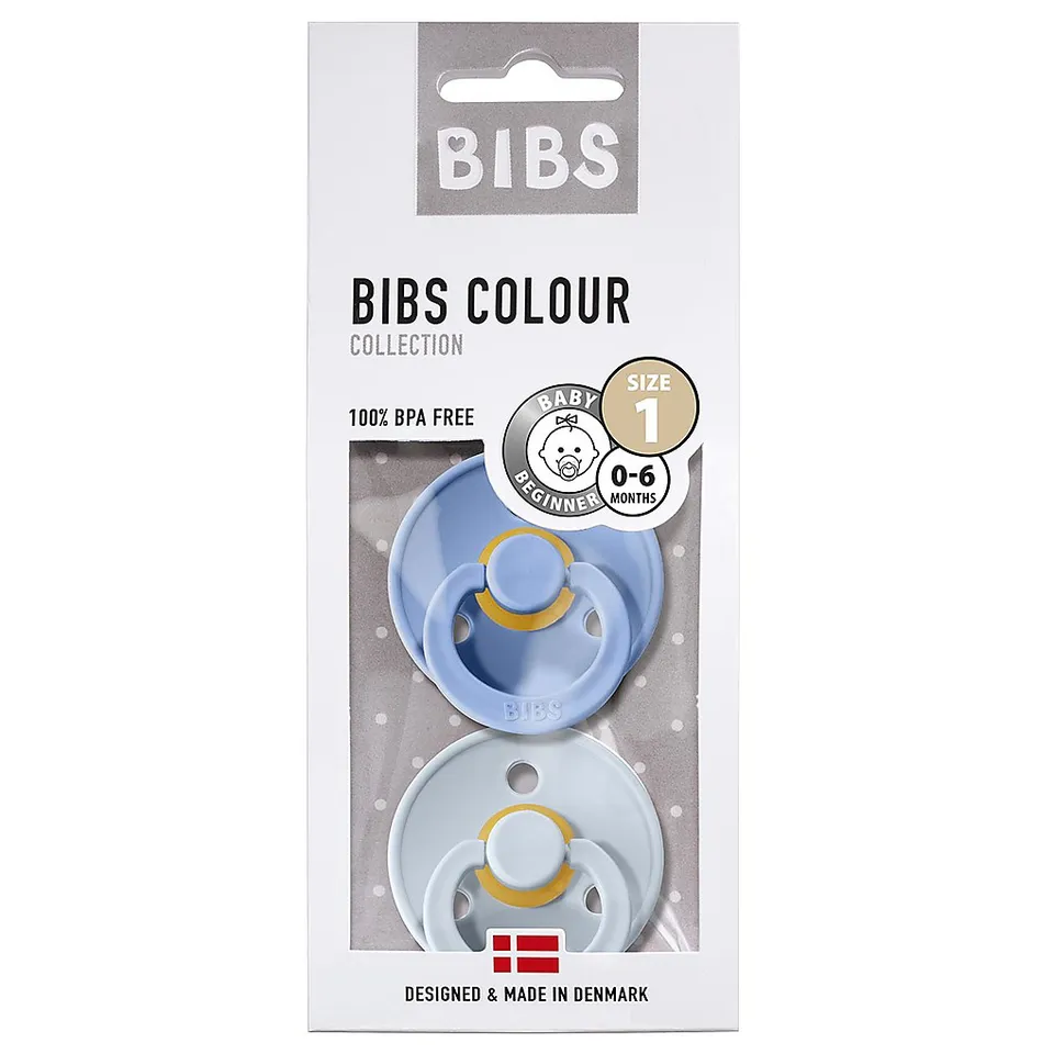 BIBS Colour ciuccio gomma naturale azzurro e blu set 2