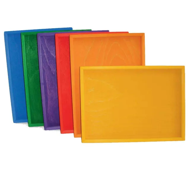 Bauspiel vassoi legno attività 6 pezzi 24x34 cm arcobaleno