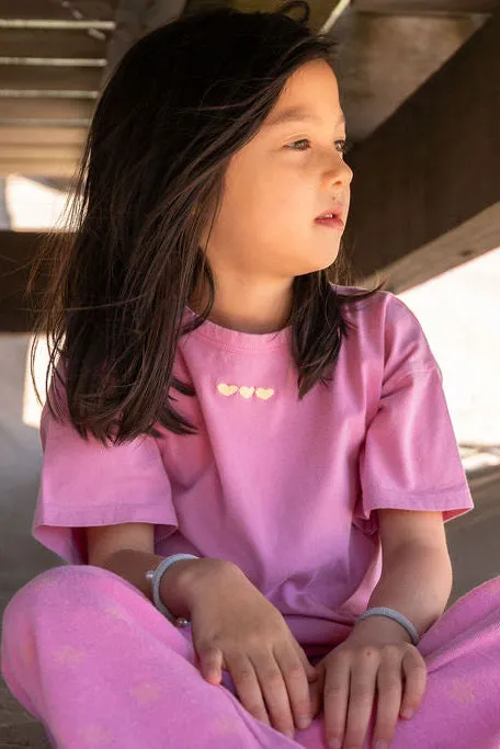 Ella and Rapha little HEARTS t-shirt bambina rosa cotone bio