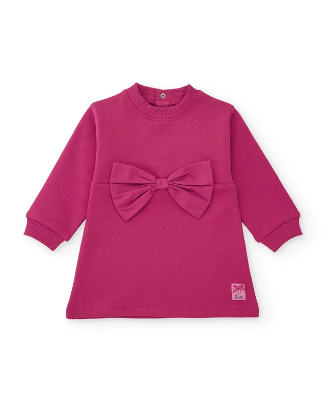 Tuc Tuc vestito bambina felpa fucsia fiocco dritto