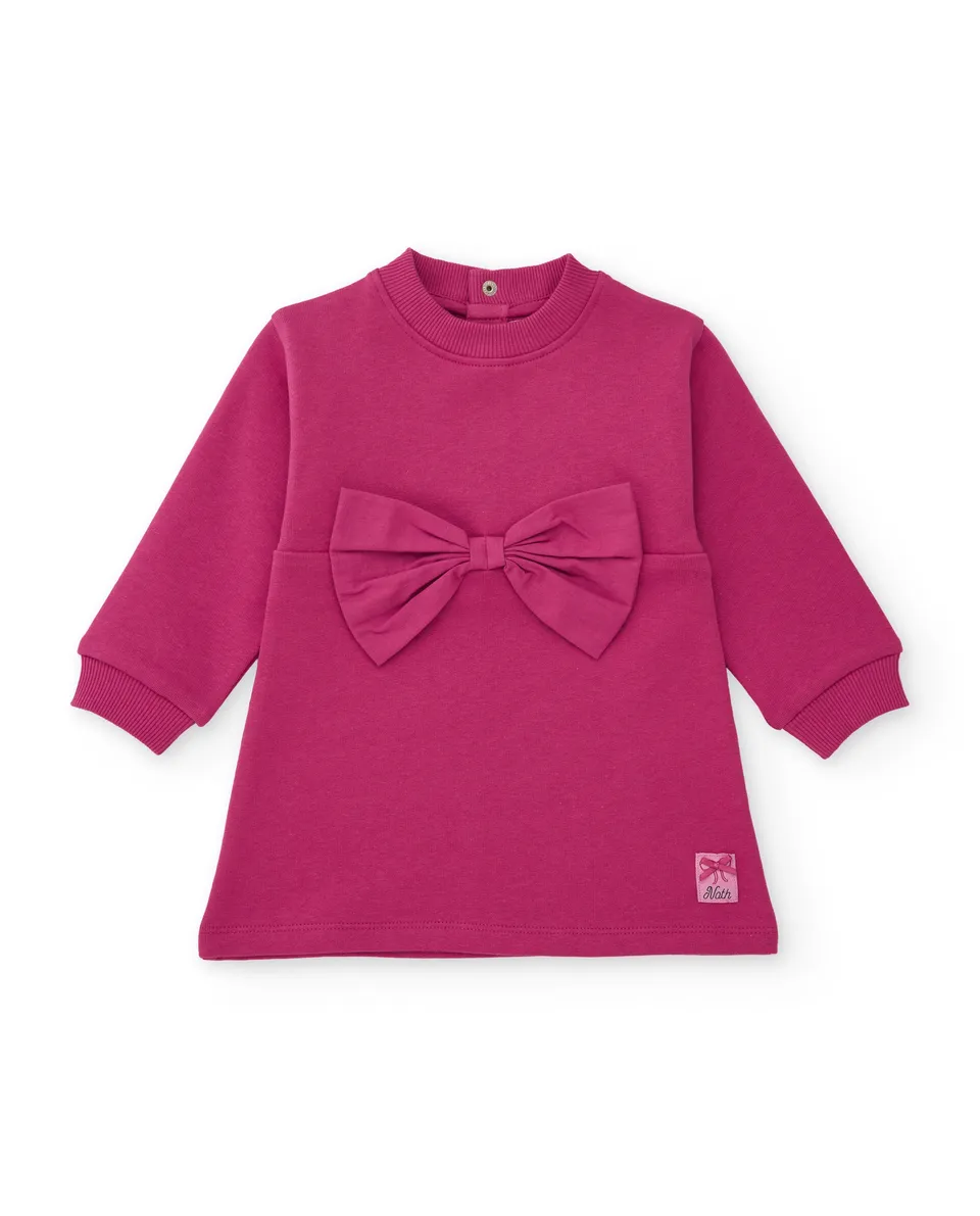 Tuc Tuc vestito bambina felpa fucsia fiocco dritto