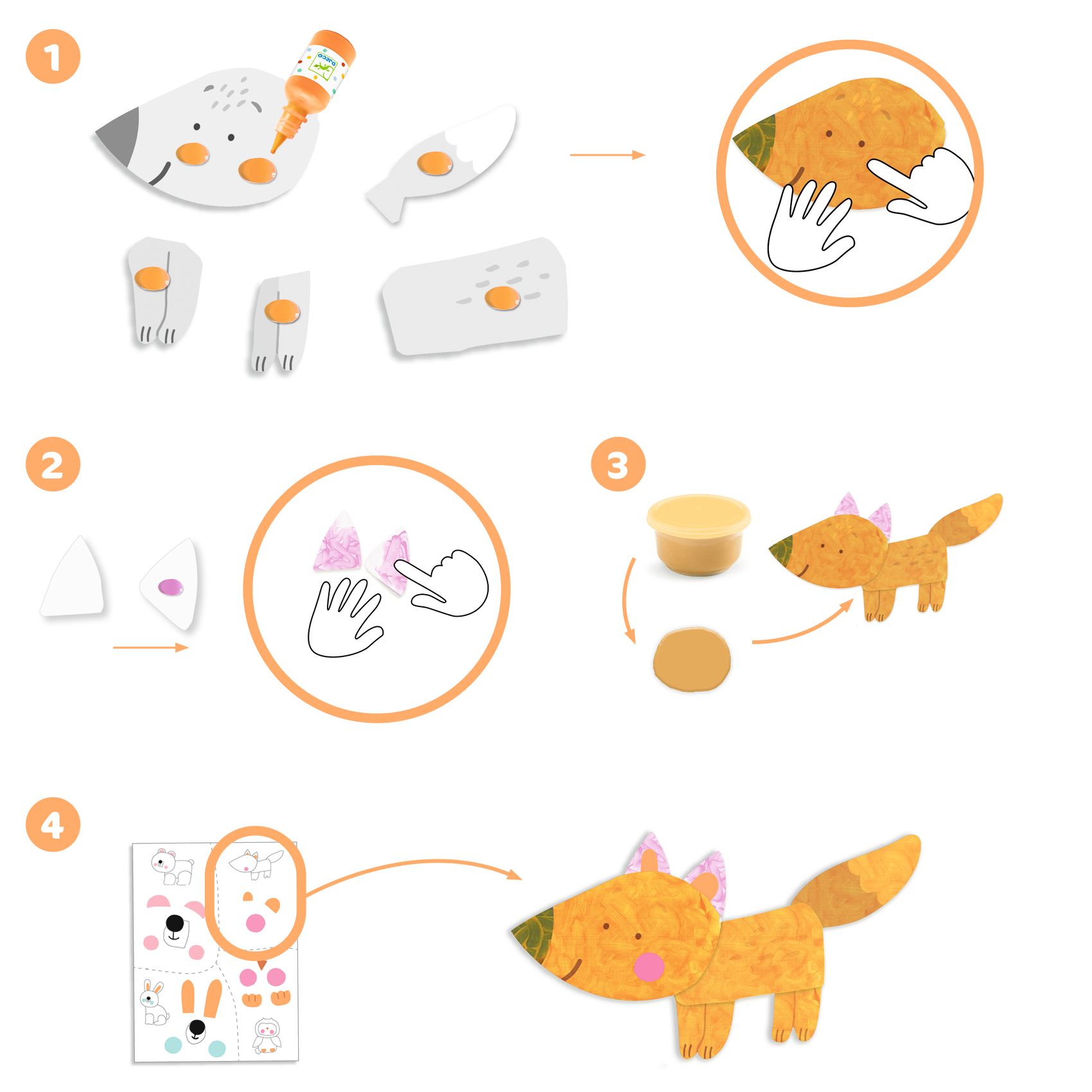 Djeco Primo Laboratorio Pittura kit 4 animaletti 18 mesi