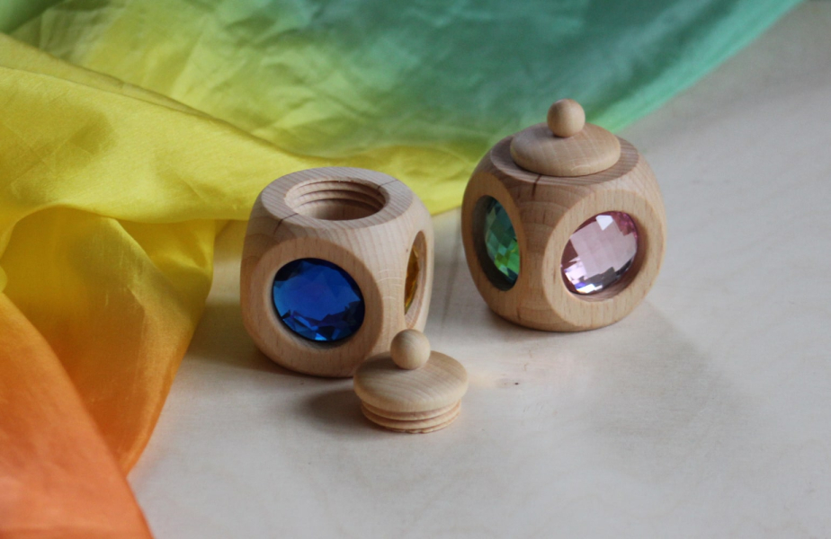 Bauspiel Arcobaleno cubo portadentini legno 5x5 cm