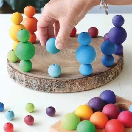 Grimm’s Perle Arcobaleno grandi perle legno 36 pezzi