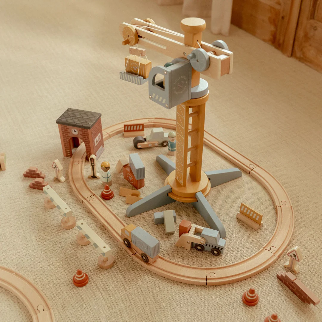 Little Dutch Railway Set Gru con Binari Legno
