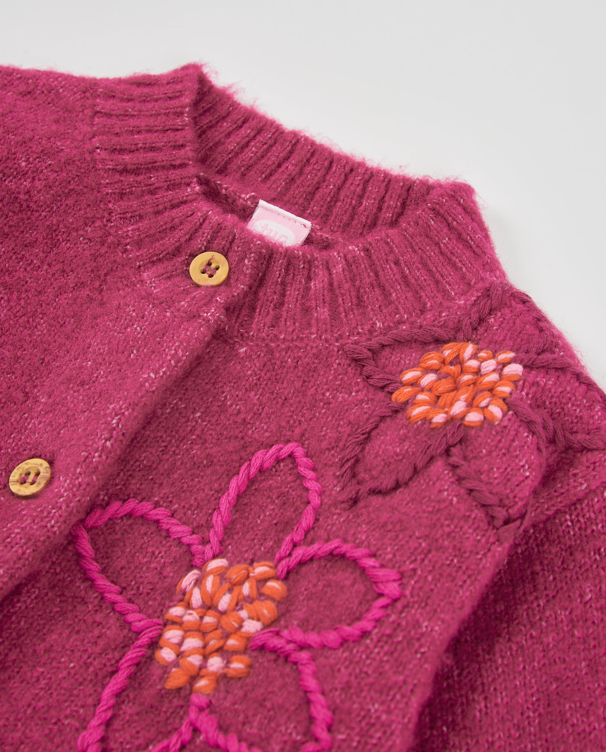Tuc Tuc cardigan bambina viola ricamo fiori incrociato