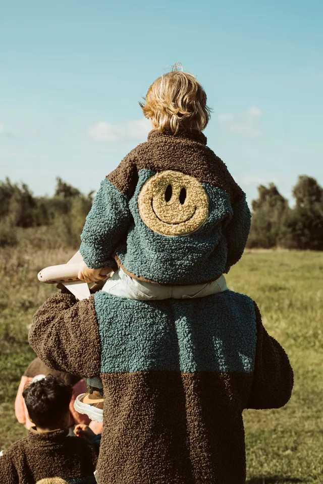 Ella and Rapha Little Teddy Smiley giacca blu bimbo in pile