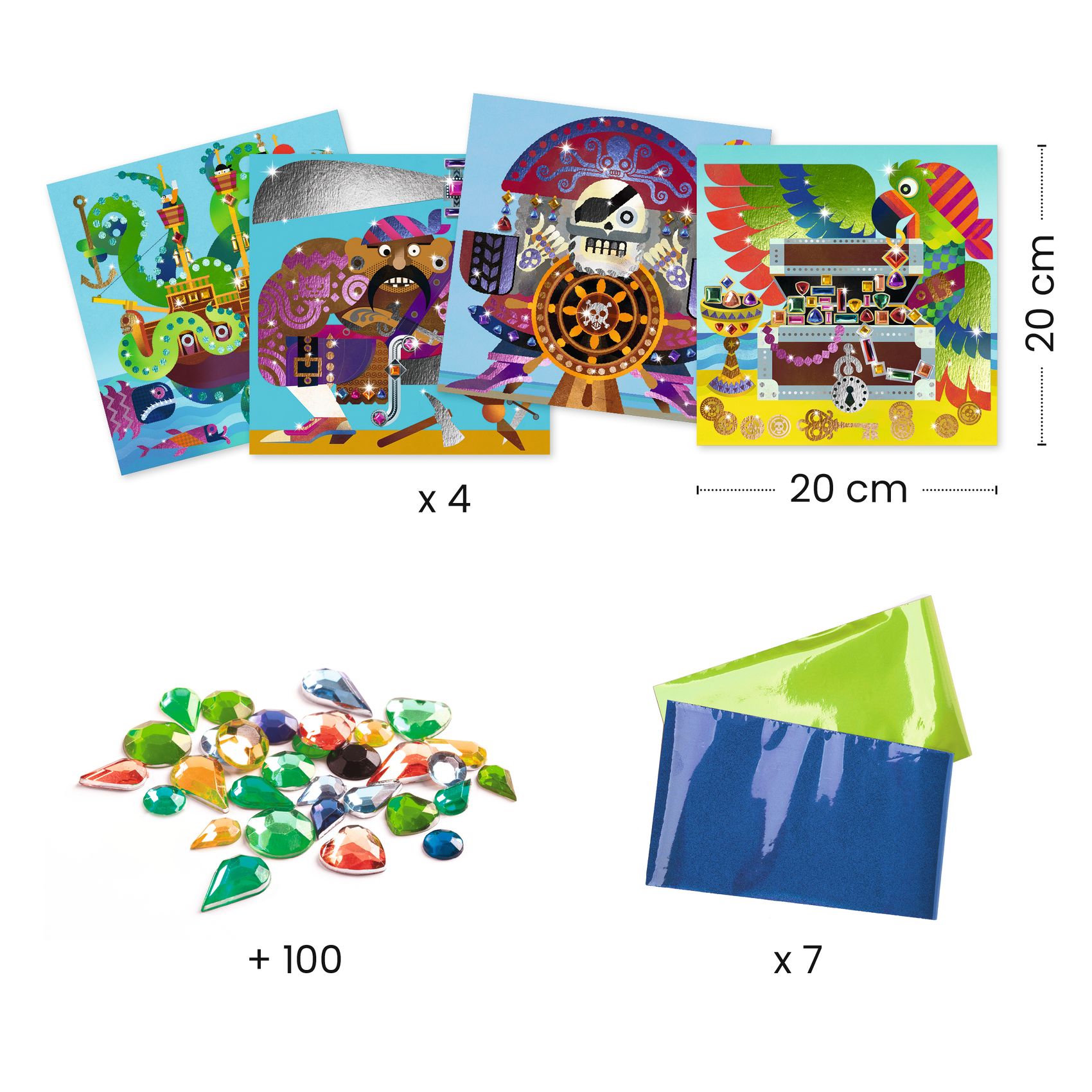 Djeco Foil Pictures Up and at'em! kit creativo pirati con strass