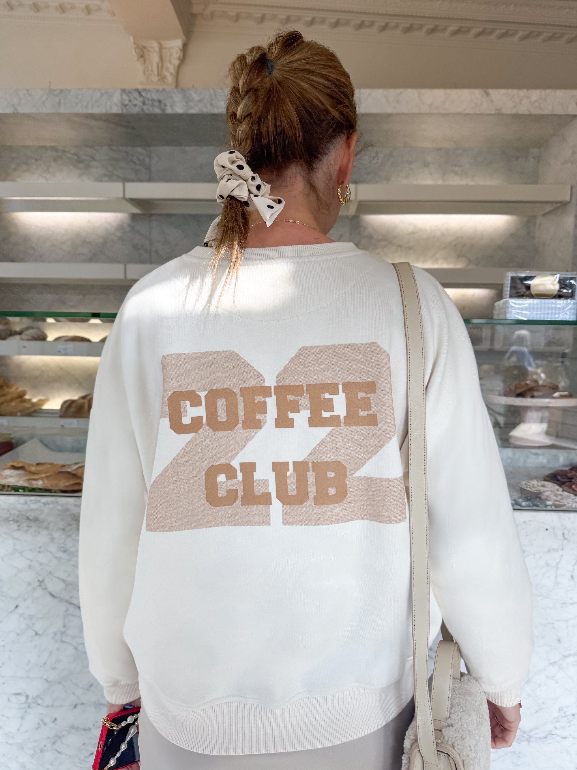 Ella and Rapha Coffee Club felpa avorio taglia unica ampia