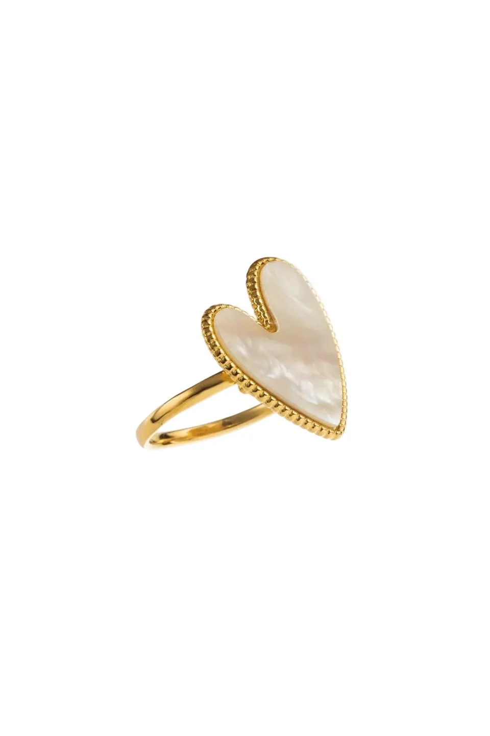 Ella and Rapha Heart anello bianco acciaio regolabile