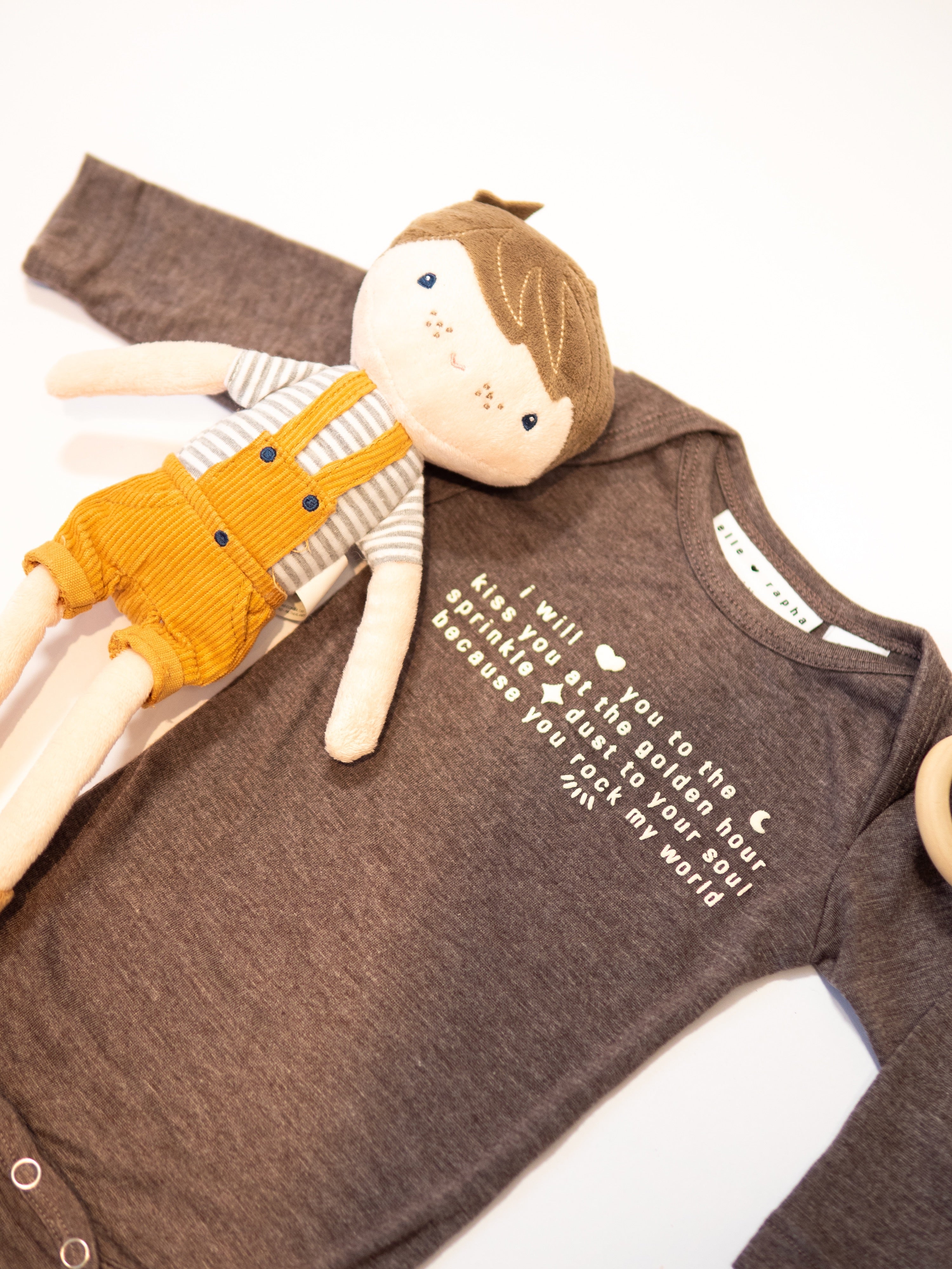 Ella and Rapha To The Moon body neonato grigio morbido