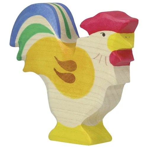 Holztiger Gallo grande figura in legno dipinta a mano