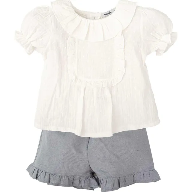 Babidu completo bambina 5 anni camicia plumeti cotone