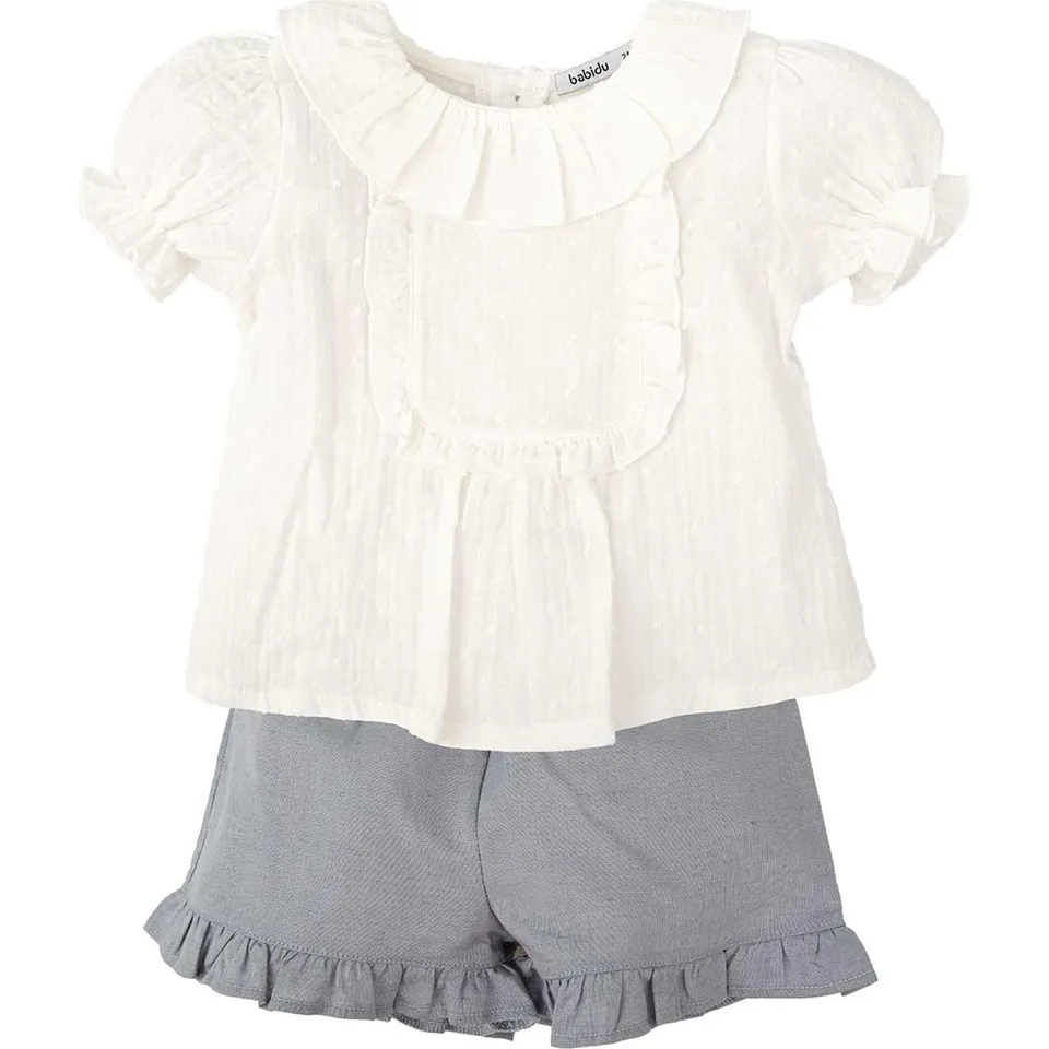 Babidu completo bambina 5 anni camicia plumeti cotone