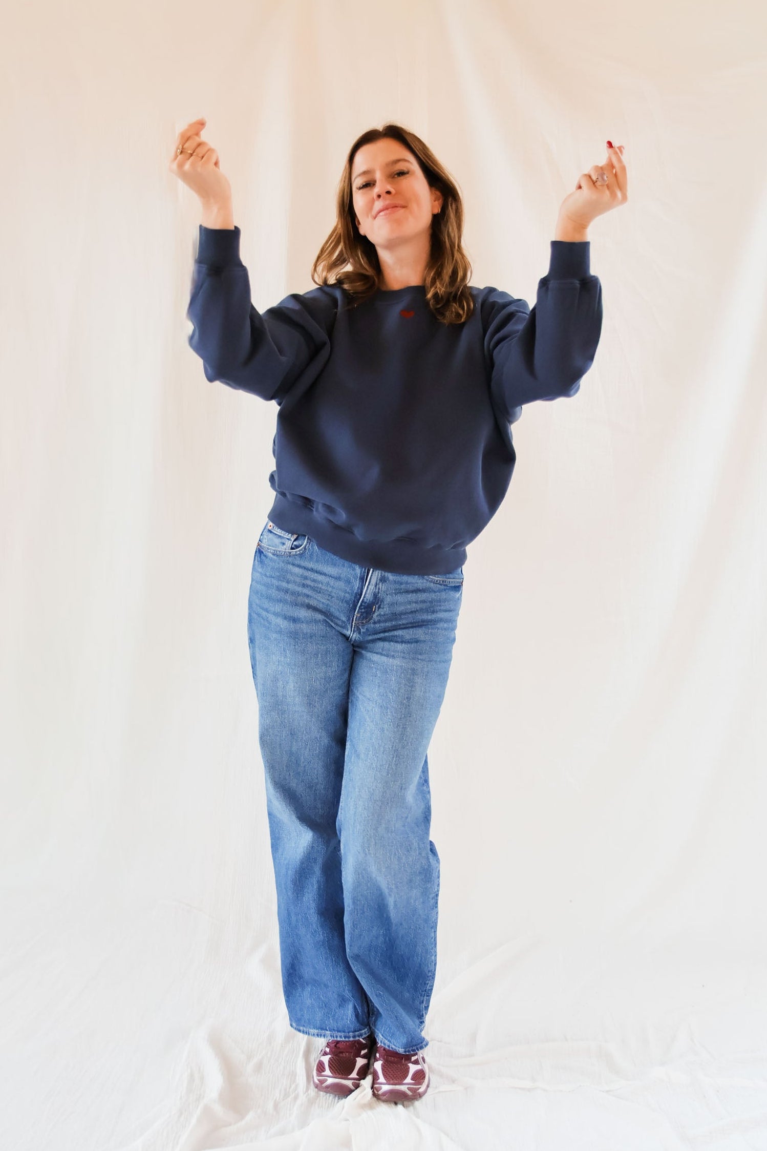 Ella and Rapha Heart felpa donna blu inchiostro loose fit