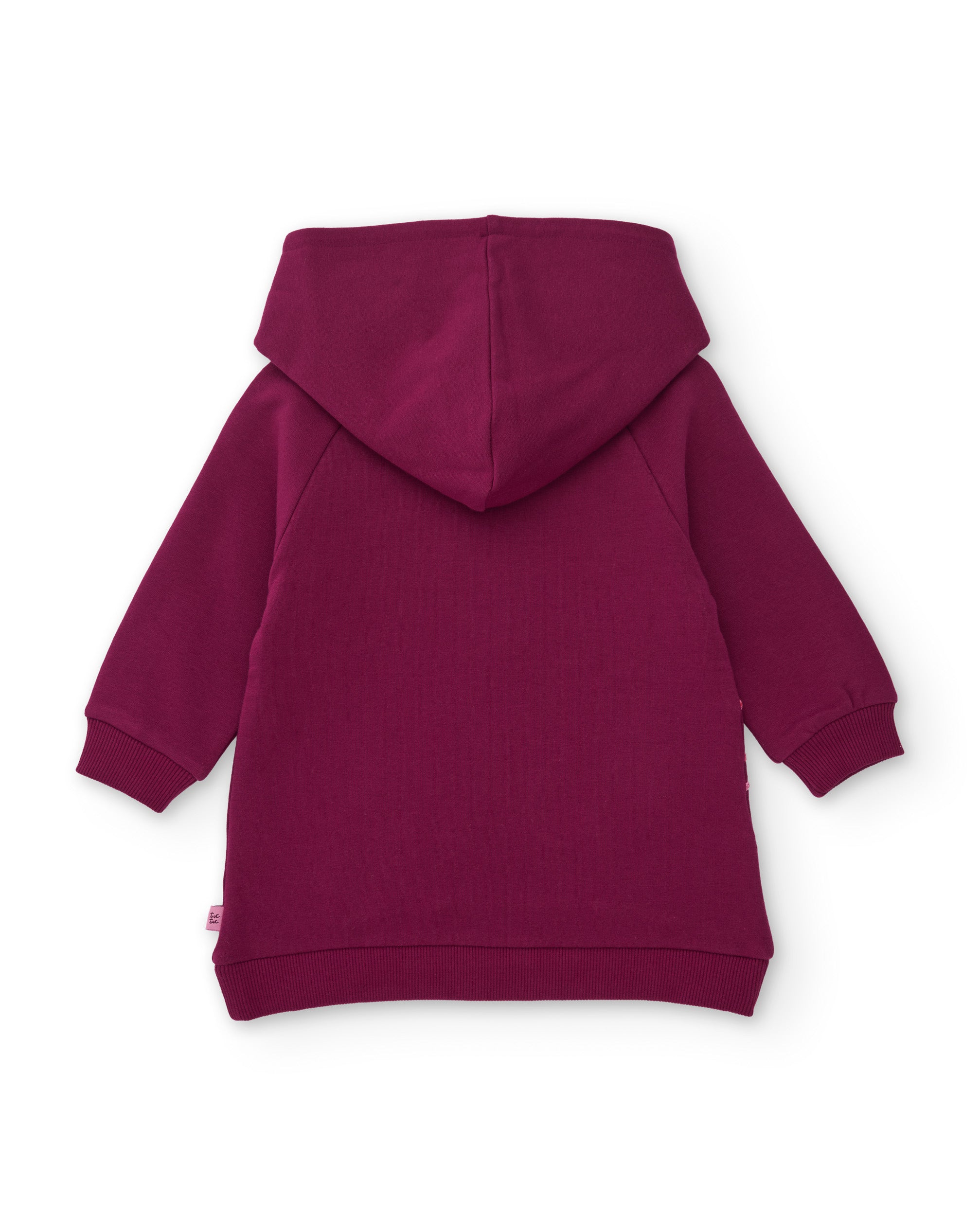 Tuc Tuc vestito felpa cappuccio fiori bordeaux