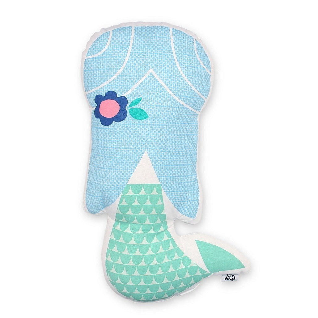 Petit Monkey Sirena cuscino cotone 40x22 cm turchese