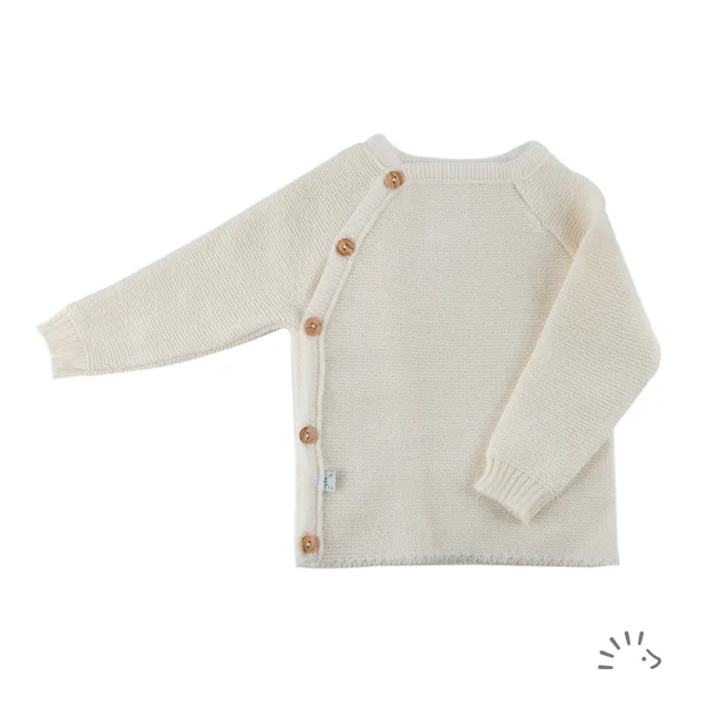 Popolini Kimono cardigan lana merinos ecru
