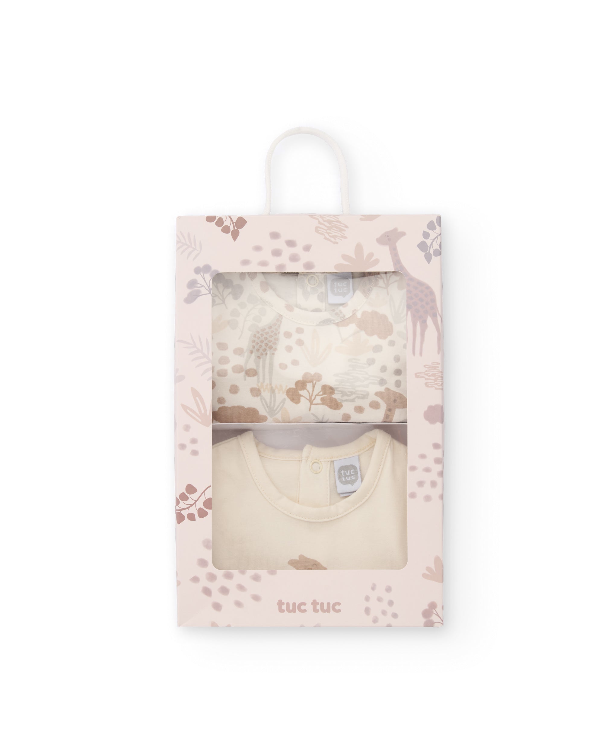 Tuc Tuc body neonato manica lunga 2 pezzi beige giraffe