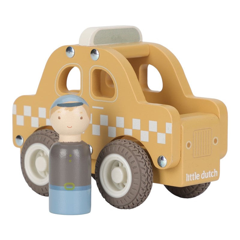Little Dutch taxi in legno con autista e ruote gomma