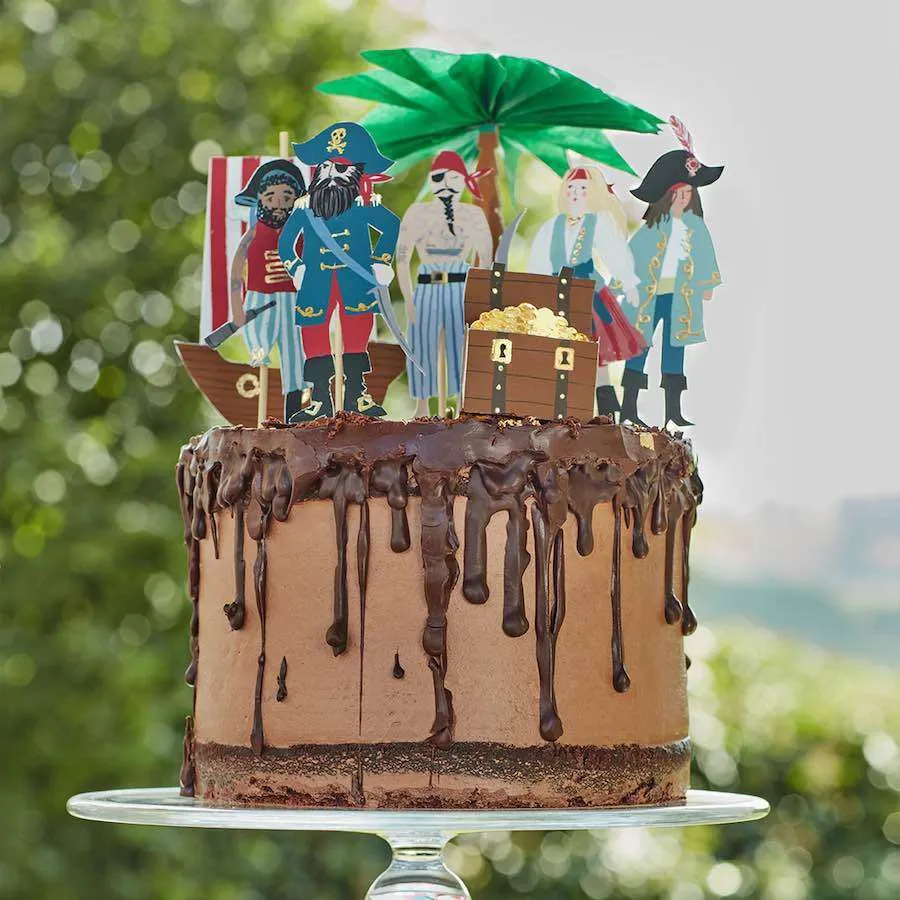 Meri Meri Pirates Palm Tree topper torta 7 pezzi oro