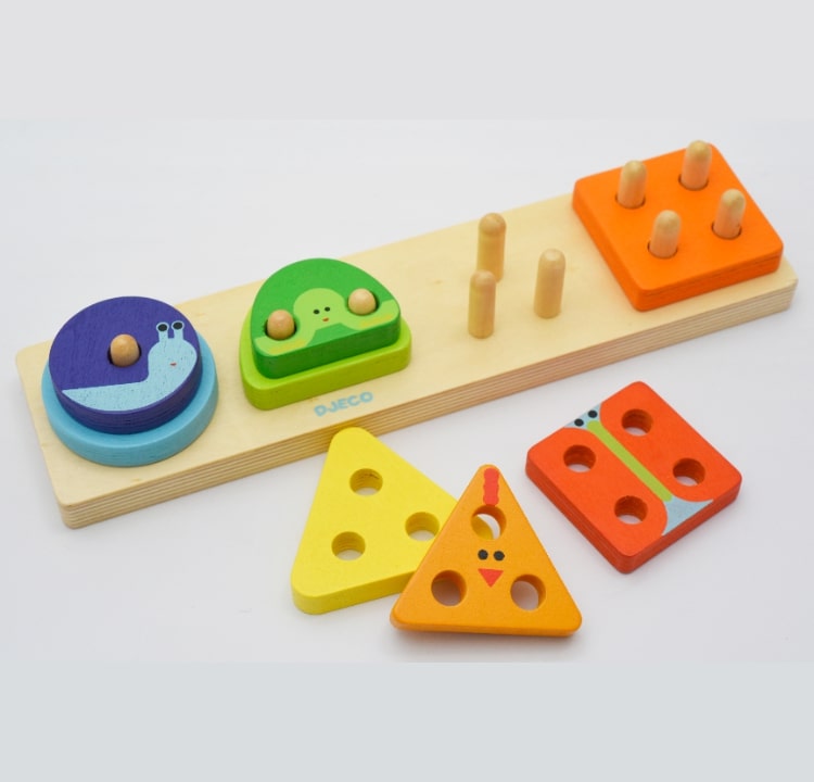 Djeco Basic 1234 gioco impilatore forme in legno 18 mesi